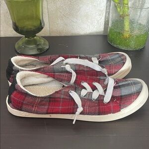 Jellypop Red and Gray Plaid Sneakers